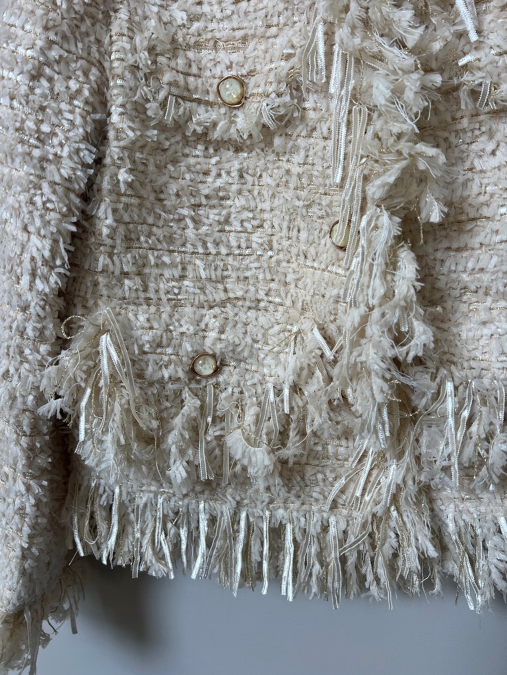 Cream Fringe Tweed Jacket - Picture 3 of 10
